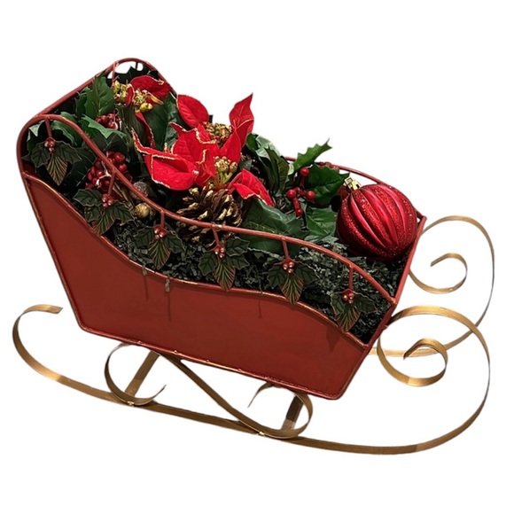 Vintage Christmas Santa sled with holly siding - Picture 1 of 14